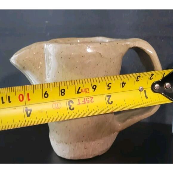 Studio Art Artisan Made Pottery Pitcher Signed Stoneware Hand Molded Pinched - Picture 8 of 8